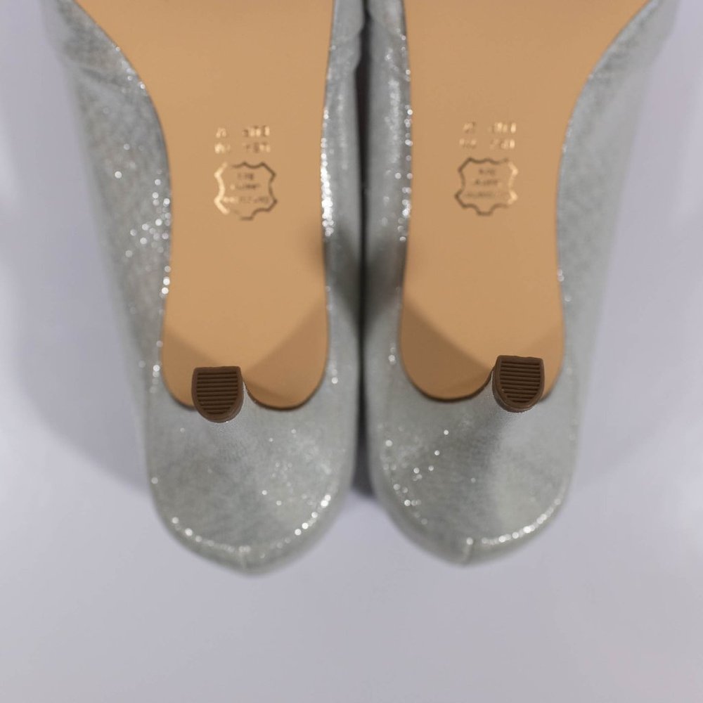 Nina Chezare Metallic Peep Toe Wedding Pumps - Picture 14 of 15